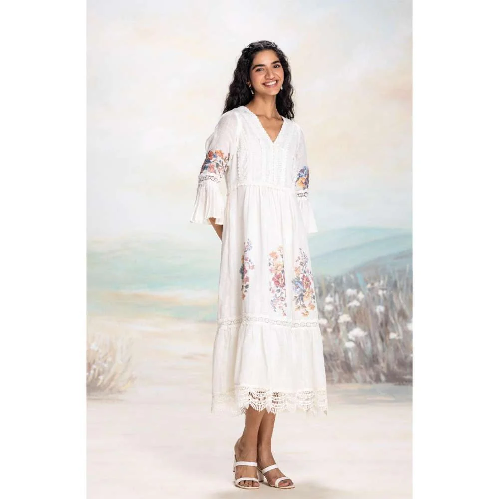 Kaveri White Vintage Rosa Messenger Dress - Image 2