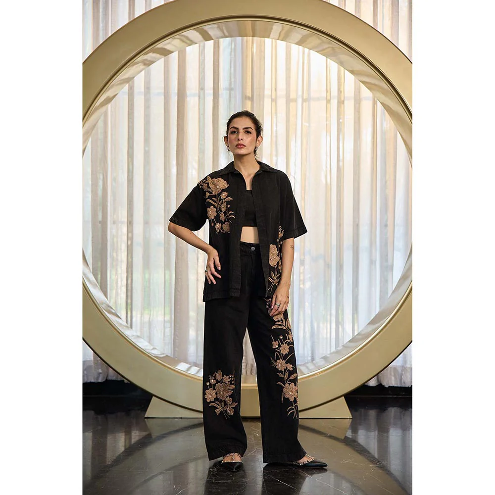 Kay Kay BY KKHUSHI SAHAII Claudy Embroidered Black Co-Ord Set