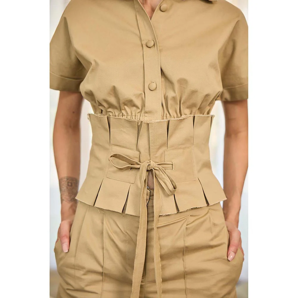 Kay Kay BY KKHUSHI SAHAII Naoria Beige And Belt Co-Ord Set - Image 4
