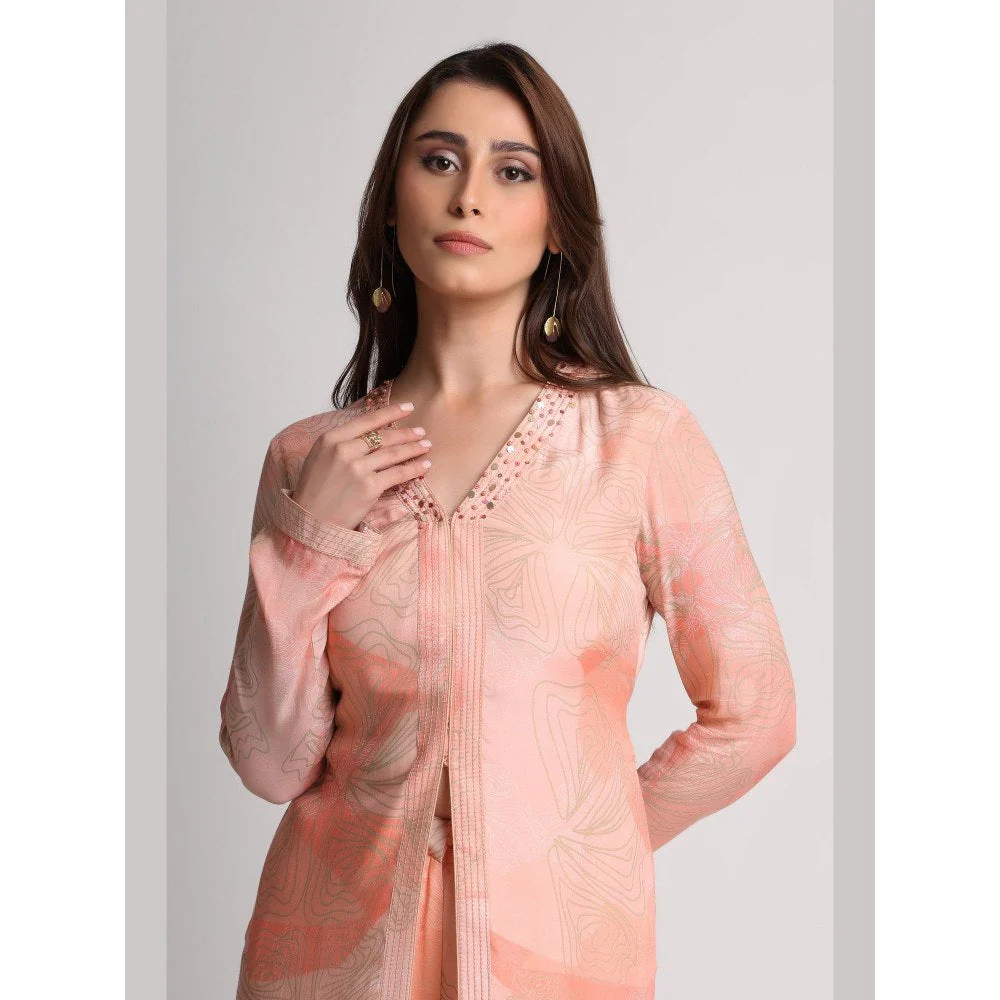 KOSWI Women Peach Viscose Floral Kurta with Pant - Image 5