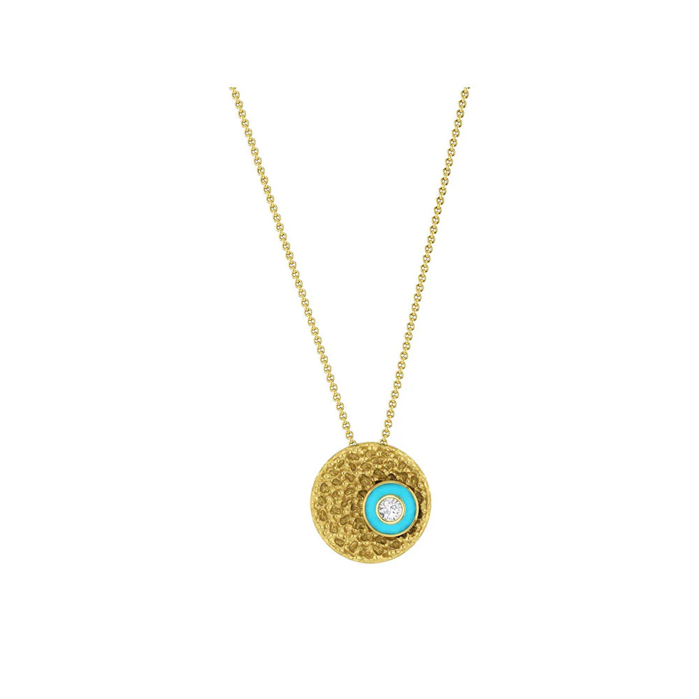 La marque-M White Hammered Evil Eye Necklace - Image 2