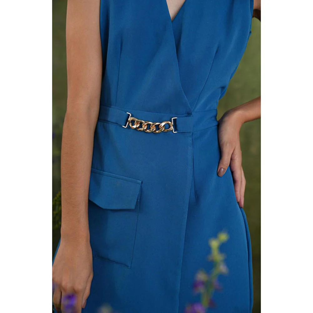 Label Iris Cobalt Blue Chain Playsuit - Image 3