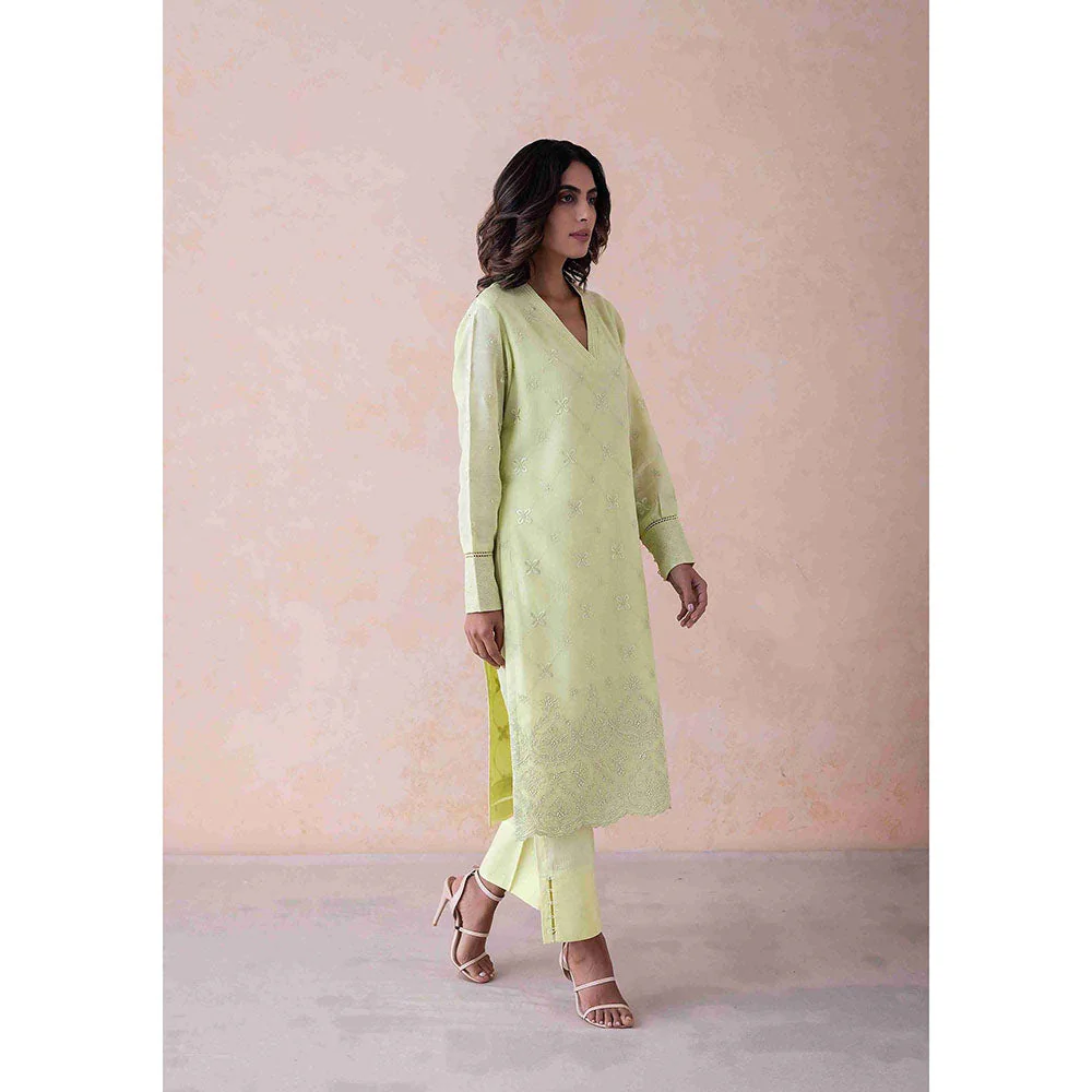 LABEL NAARITI Sahara Embroidered Green Kurta with Pant - Image 5