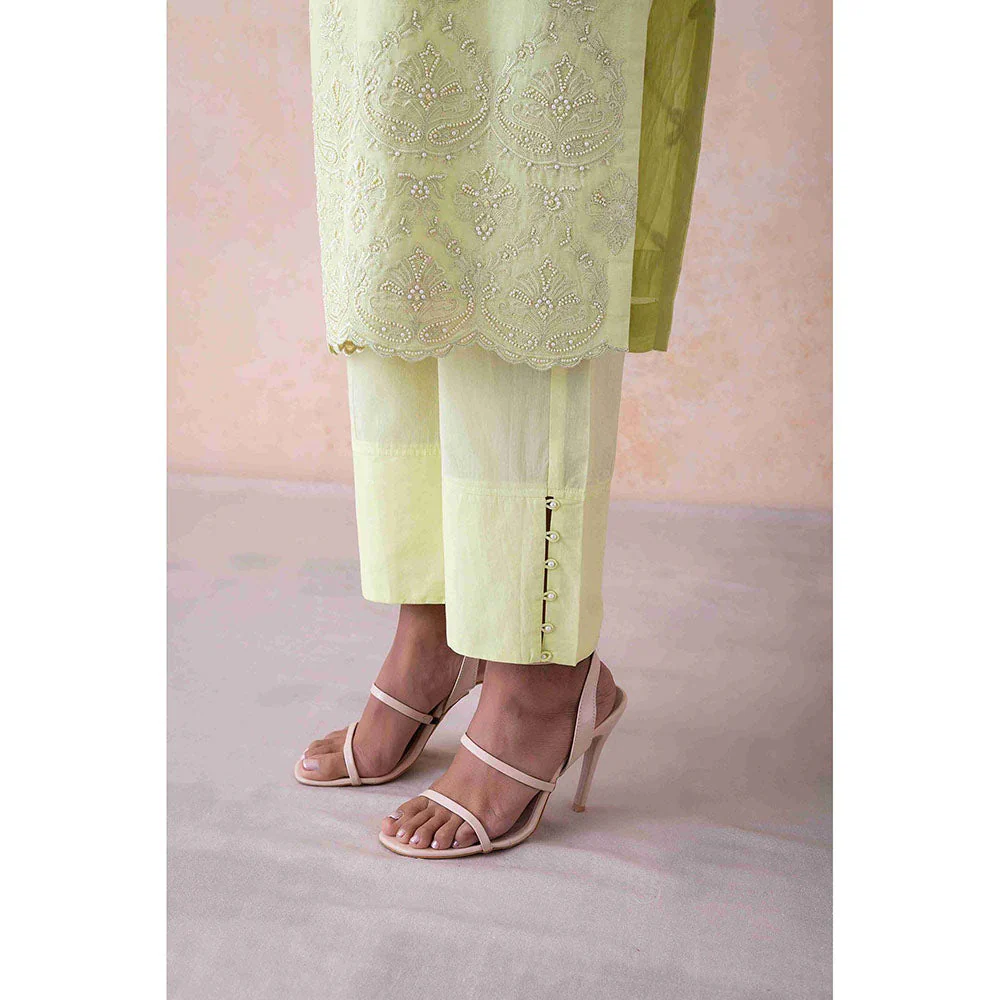 LABEL NAARITI Sahara Embroidered Green Kurta with Pant - Image 7