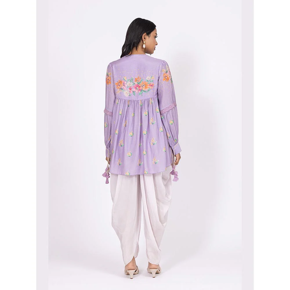 LABEL NAARITI Zoya Purple Thread Work Dhoti Sets - Image 2