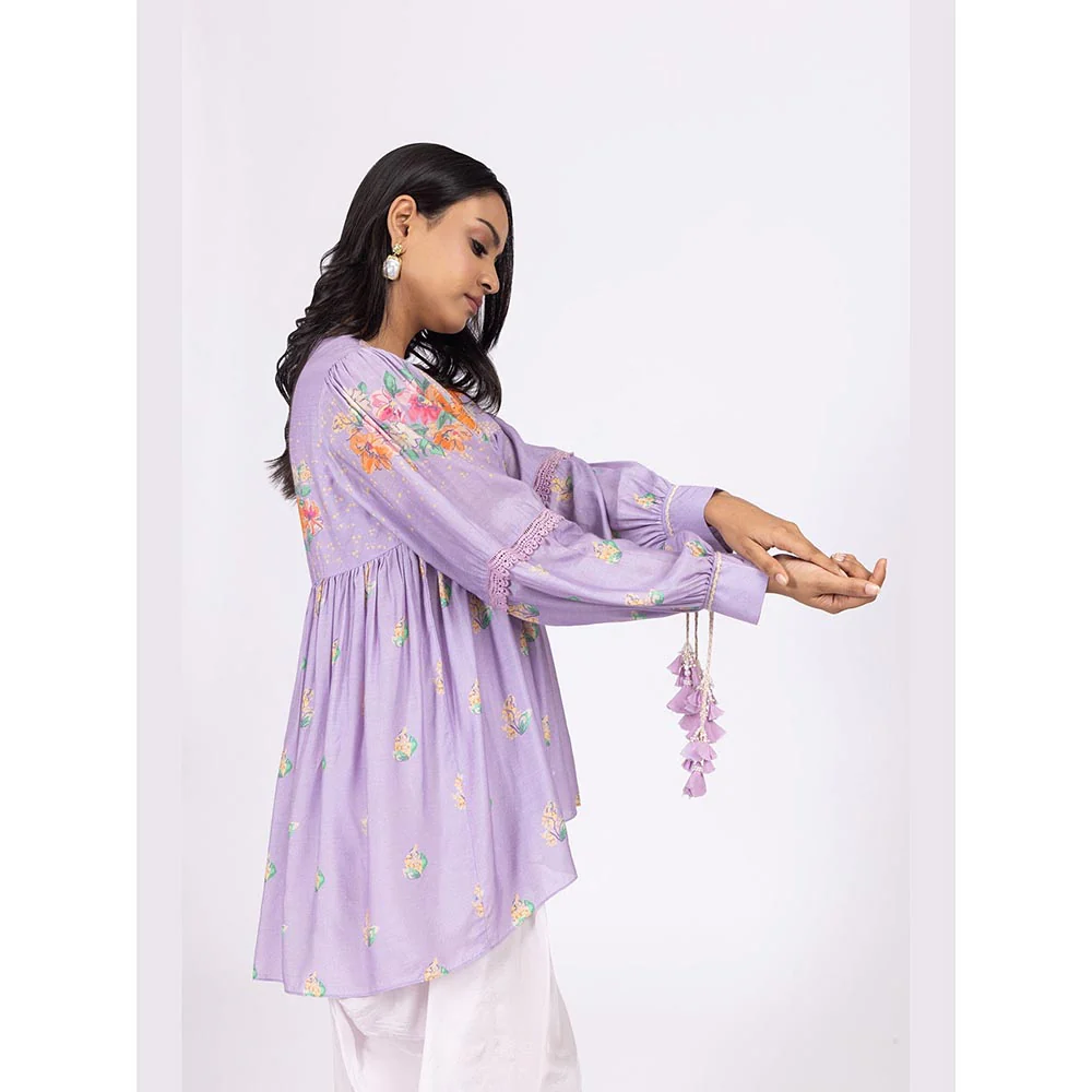 LABEL NAARITI Zoya Purple Thread Work Dhoti Sets - Image 4