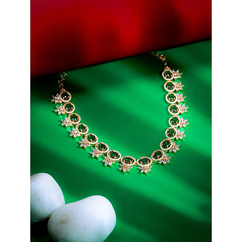 Label Ruby Gold-Plated Emerald Green Oval Stone Necklace - Image 3