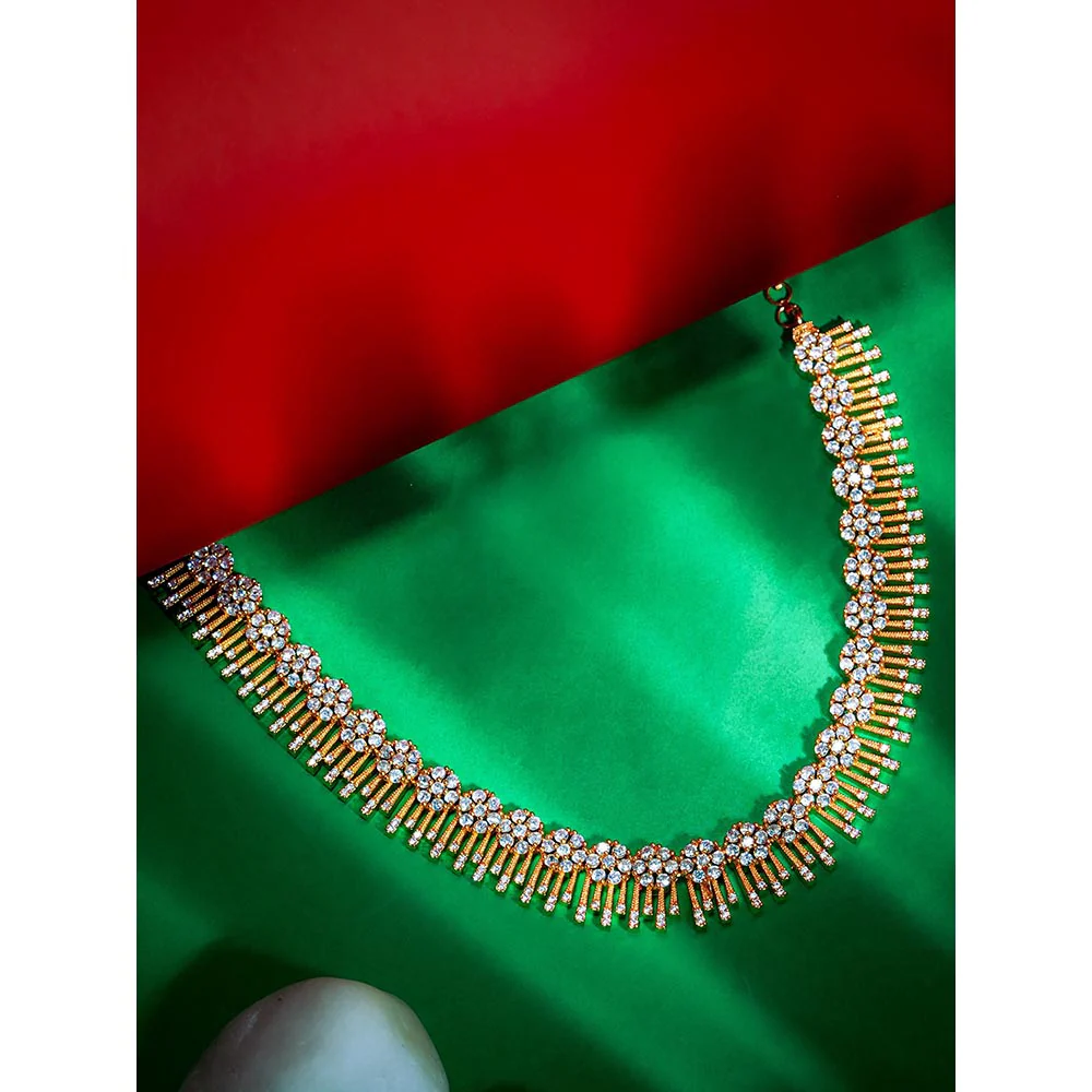 Label Ruby Traditional Gold-Plated White Stone Necklace - Image 2