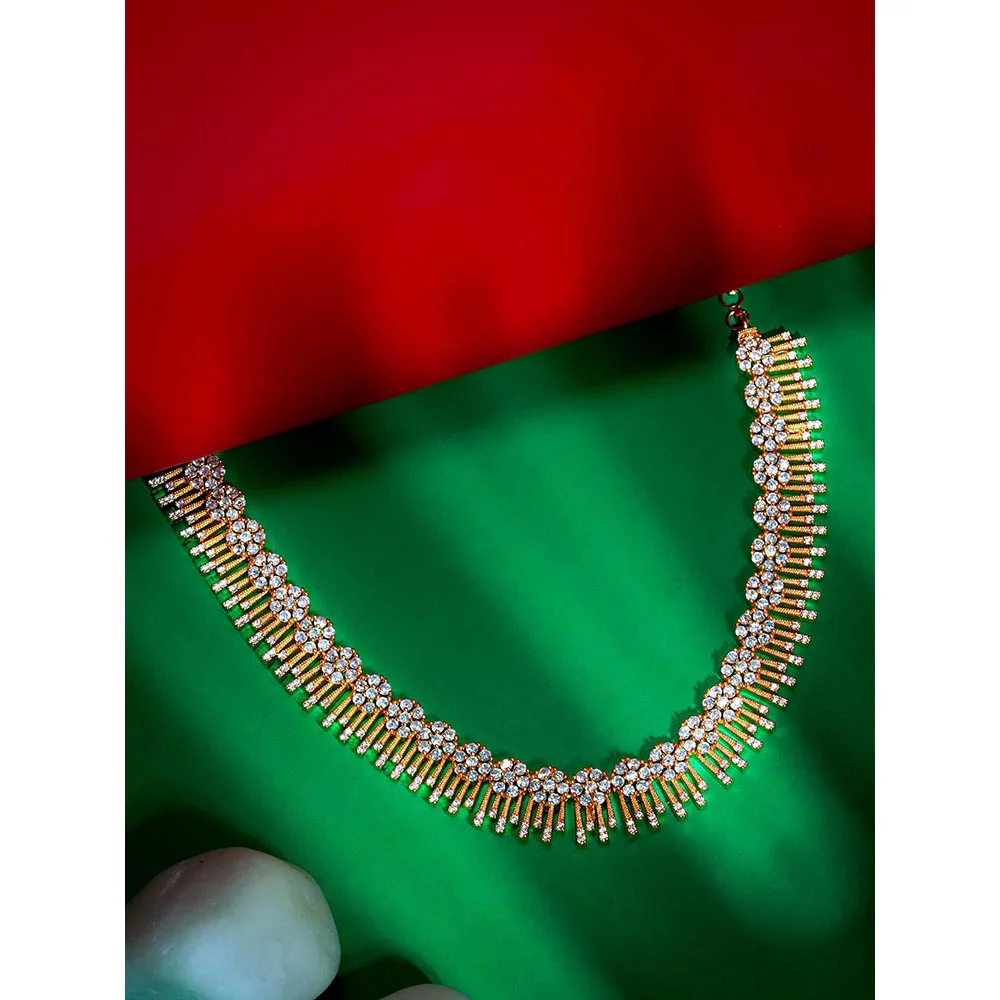 Label Ruby Traditional Gold-Plated White Stone Necklace - Image 3