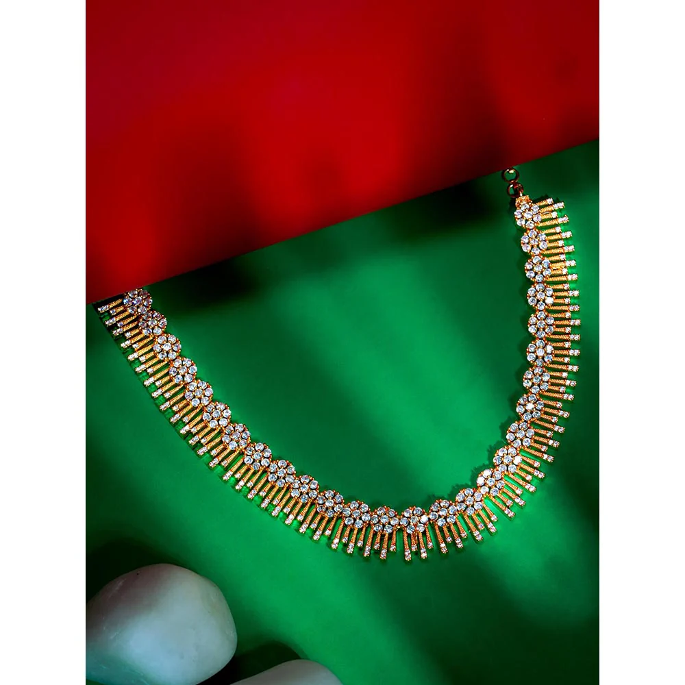 Label Ruby Traditional Gold-Plated White Stone Necklace - Image 4