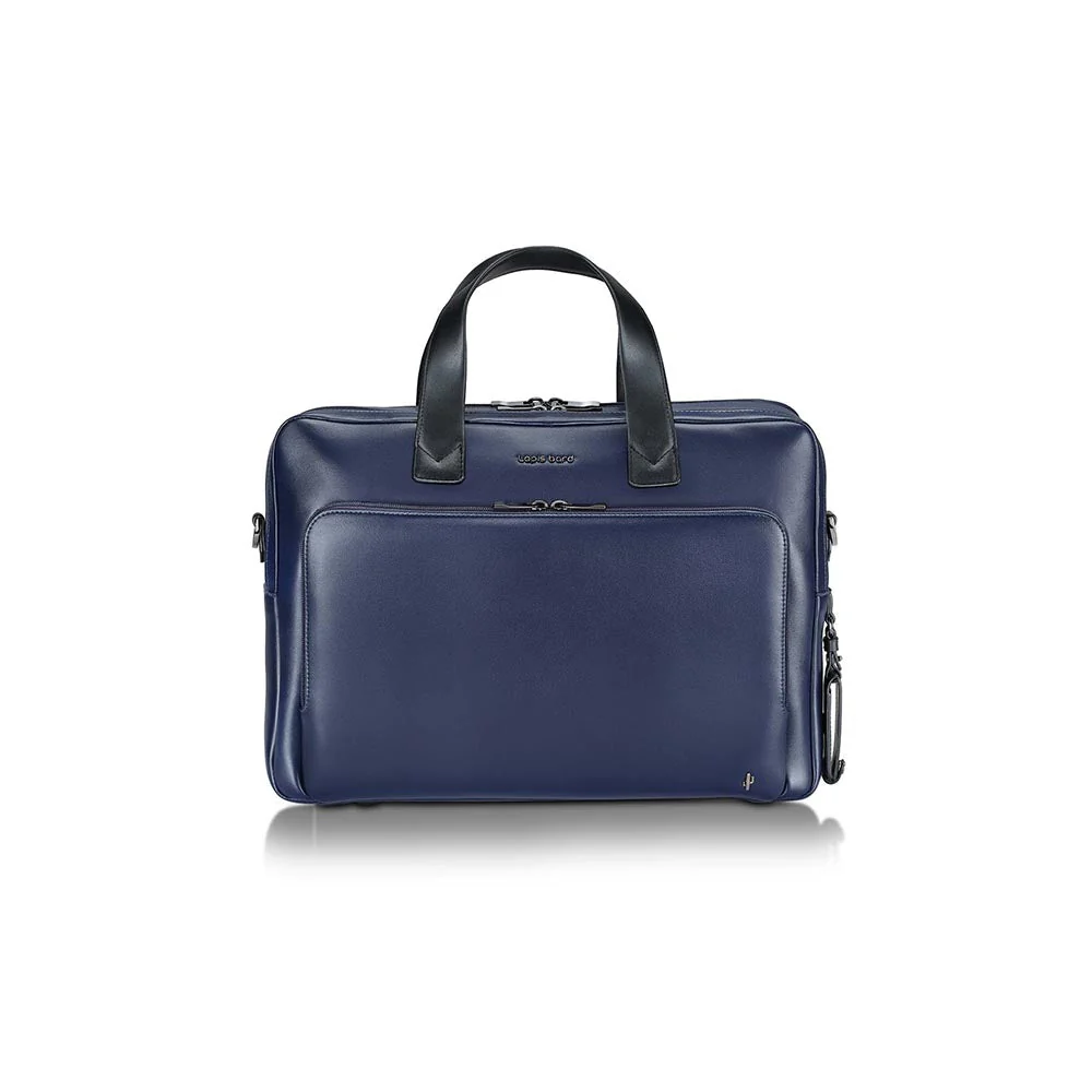 Lapis Bard Crossover Desert Bloom Cactus Leather Briefcase Bag - Navy Blue - Image 3