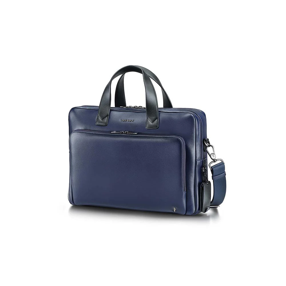 Lapis Bard Crossover Desert Bloom Cactus Leather Briefcase Bag - Navy Blue - Image 4