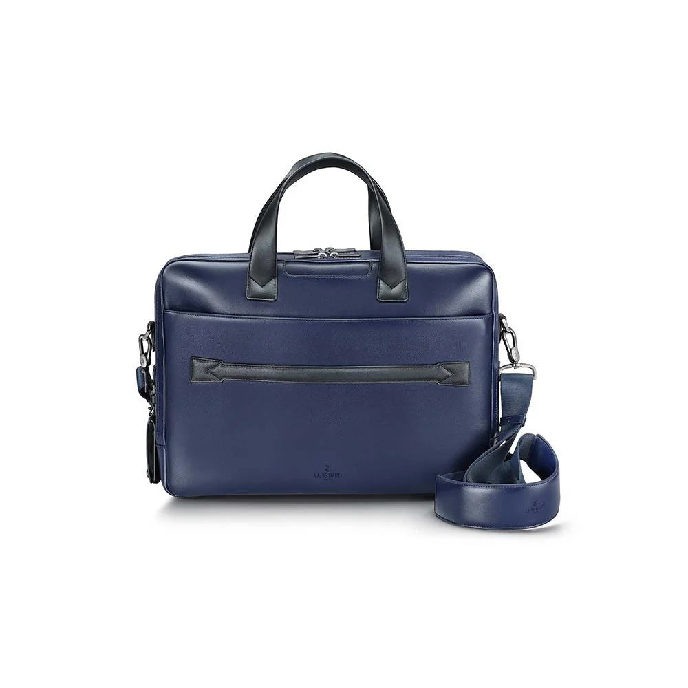 Lapis Bard Crossover Desert Bloom Cactus Leather Briefcase Bag - Navy Blue - Image 5