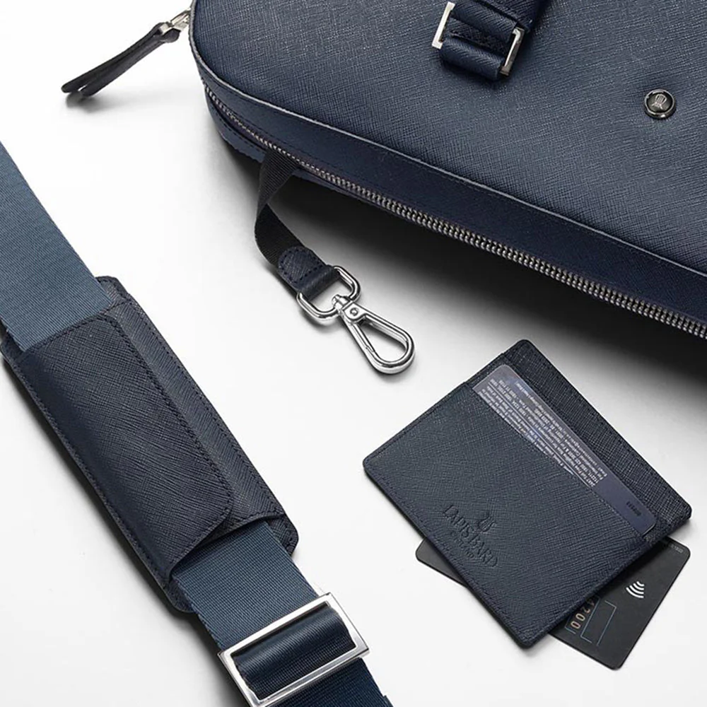 Lapis Bard Navy Stanford Austin 14-inch Slim Laptop Bag with Detachable Belt - Image 5