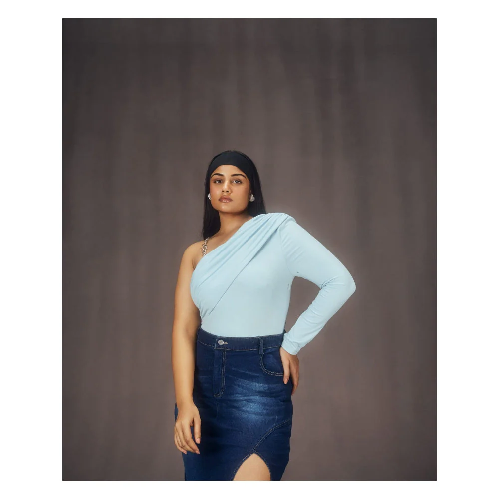 Lea Clothing Lisa Blue Bodysuit & Denim Skirt Co-Ord (Set of 2) - Image 3
