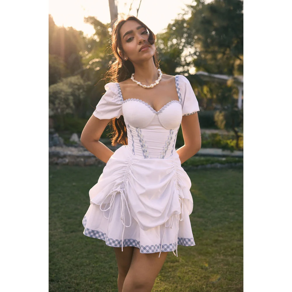 Lea Clothing White Gertie Corset Mini Dress - Image 5