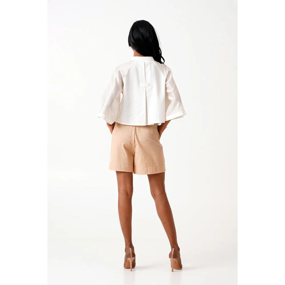 MADDER MUCH Cotton White Mandarin Neck Solid/Plain Shirt - Image 4