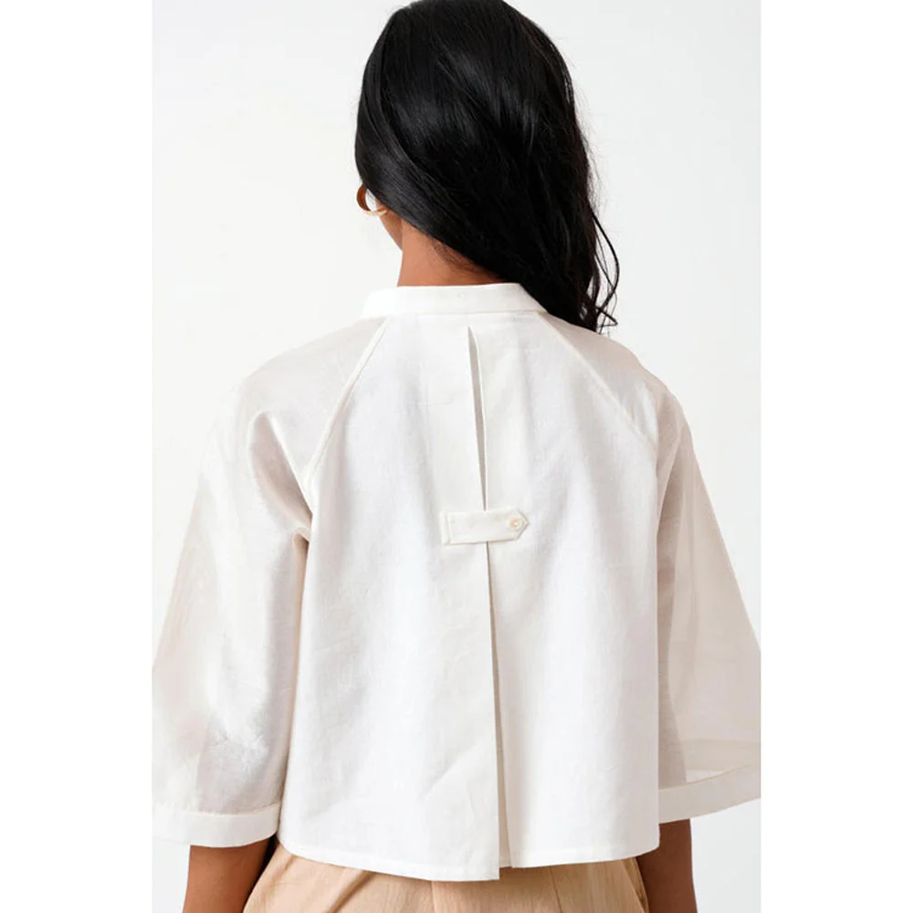 MADDER MUCH Cotton White Mandarin Neck Solid/Plain Shirt - Image 7