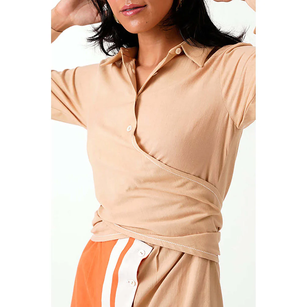MADDER MUCH Latte Gwen - Tie-Back Shirt Dress - Image 6