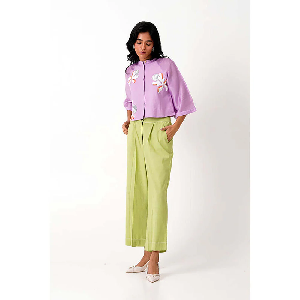 MADDER MUCH Lavender Zola - Raglan Sleeve Crop Shirt + Ankle Pants - Image 3