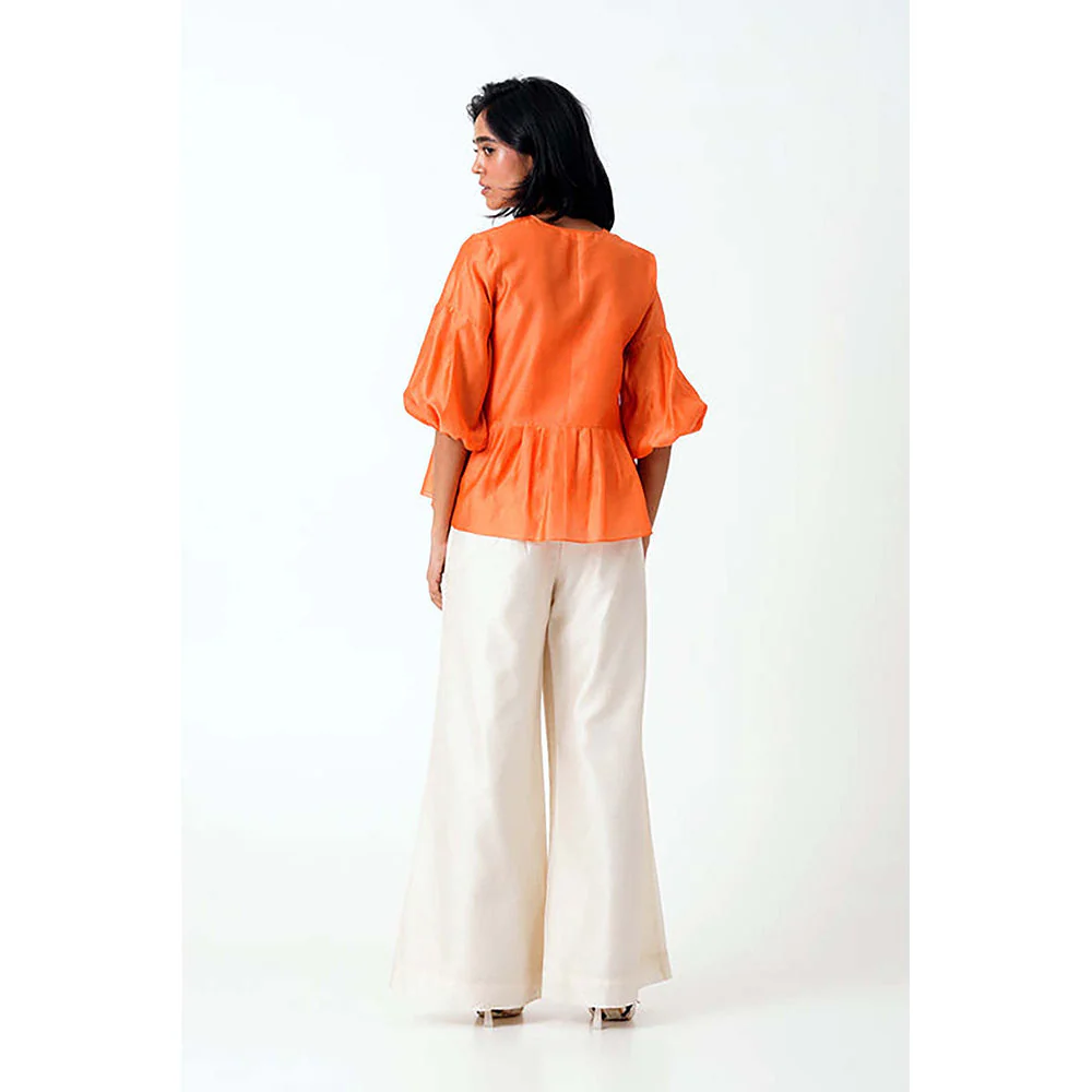 MADDER MUCH Multi-Color Cotton Tie Up Neck Solid/Plain Top With Slip And Pant - Image 3
