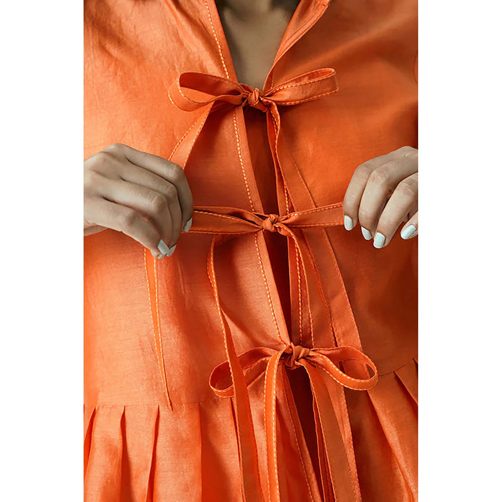 MADDER MUCH Multi-Color Cotton Tie Up Neck Solid/Plain Top With Slip And Pant - Image 4