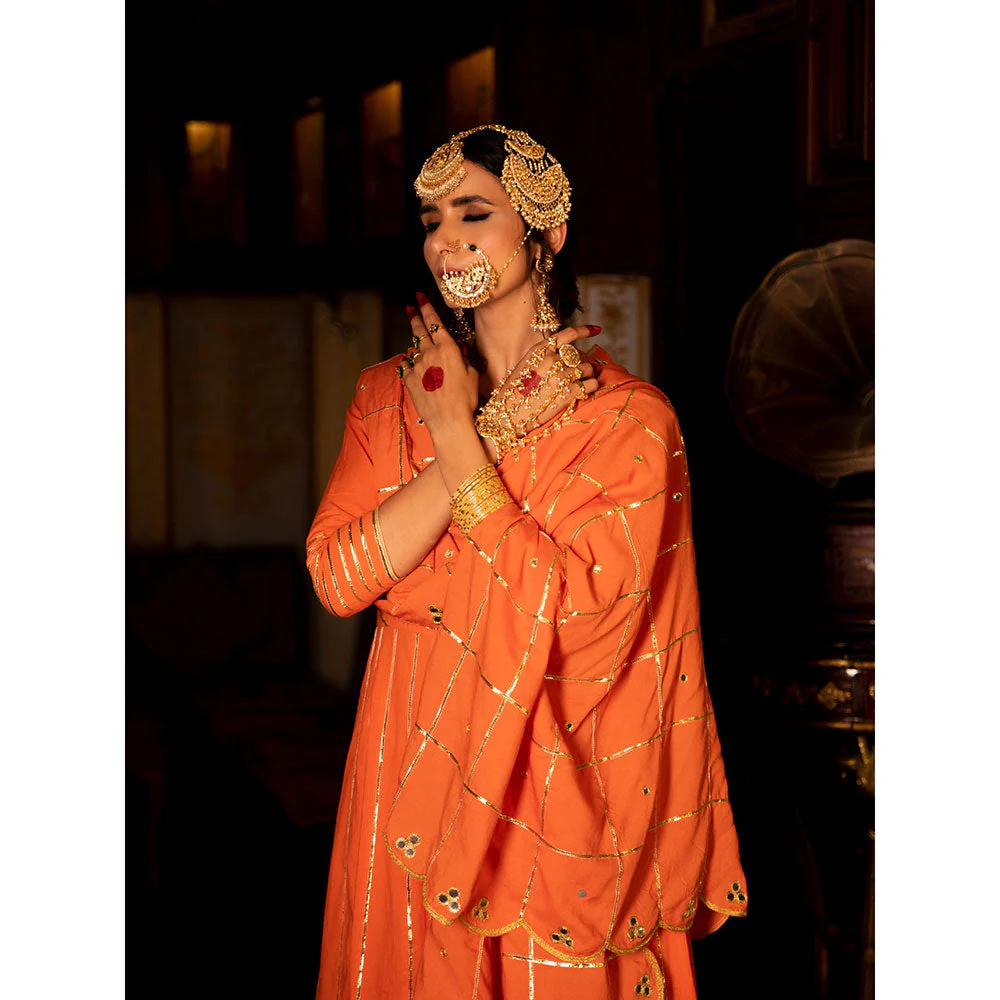 Maison Shefali Falak Cotton Kalidaar Farshi Anarkali (Set of 3) - Image 5