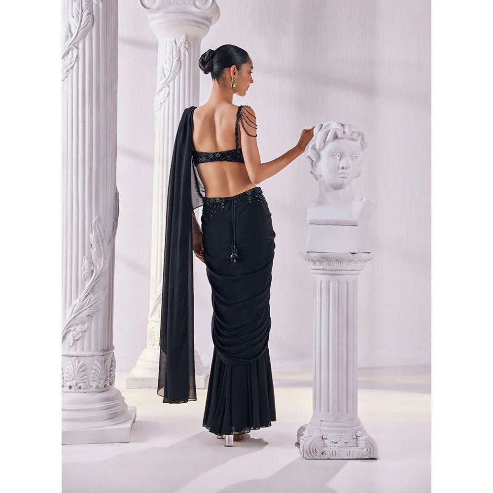MANDIRA WIRK Black Saree Stitched Blouse and Belt - Image 4