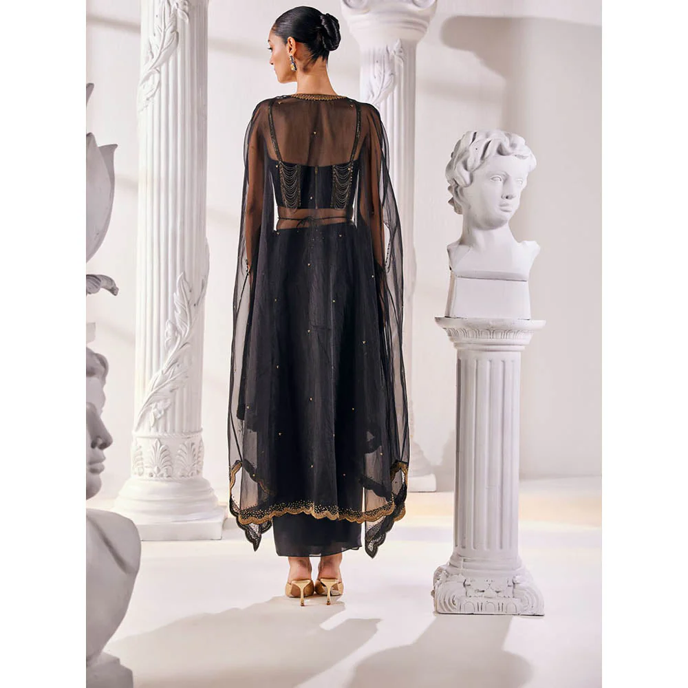 MANDIRA WIRK Black Top with Skirt (Set of 4) - Image 5