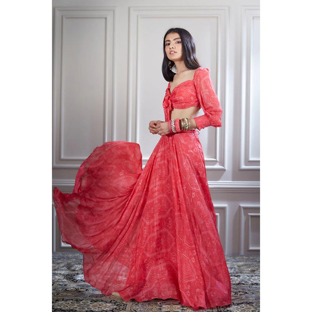 MANDIRA WIRK Chiffon Bias Skirt With A Knotted Crop Top - Image 3