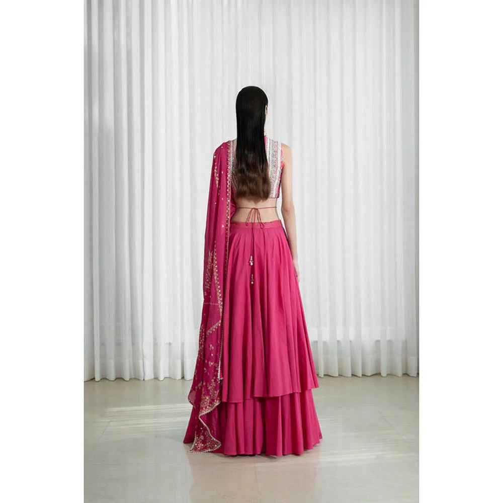 MANDIRA WIRK Double Layered Skirt With Blouse And Dupatta - Image 2