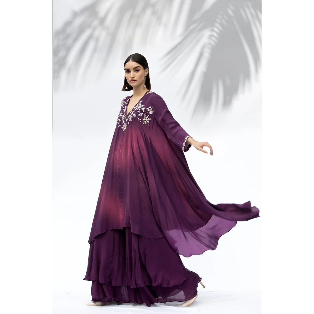 MANDIRA WIRK Jade Purple Tunic With Sharara (Set Of 2) - Image 3