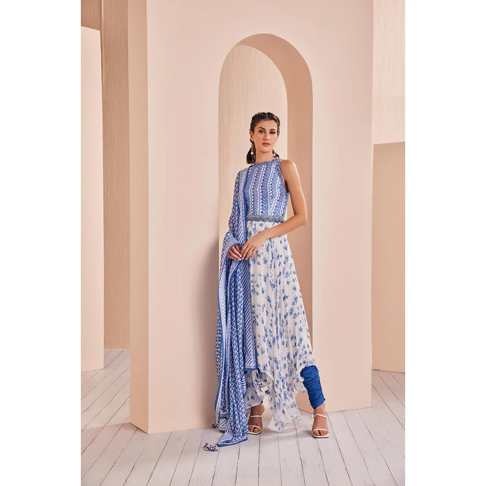 MANDIRA WIRK Kurta and Churidar with Cascade Dupatta (Set of 3) - Image 4