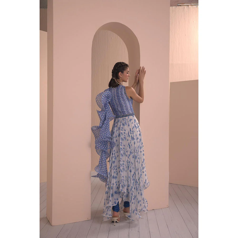 MANDIRA WIRK Kurta and Churidar with Cascade Dupatta (Set of 3) - Image 5