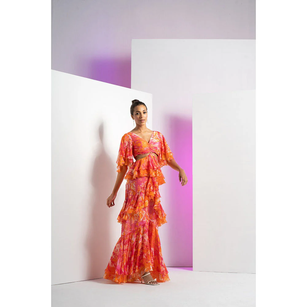 MANDIRA WIRK Pink Misty Femme Chain Detail At Waist Maxi Dress - Image 2