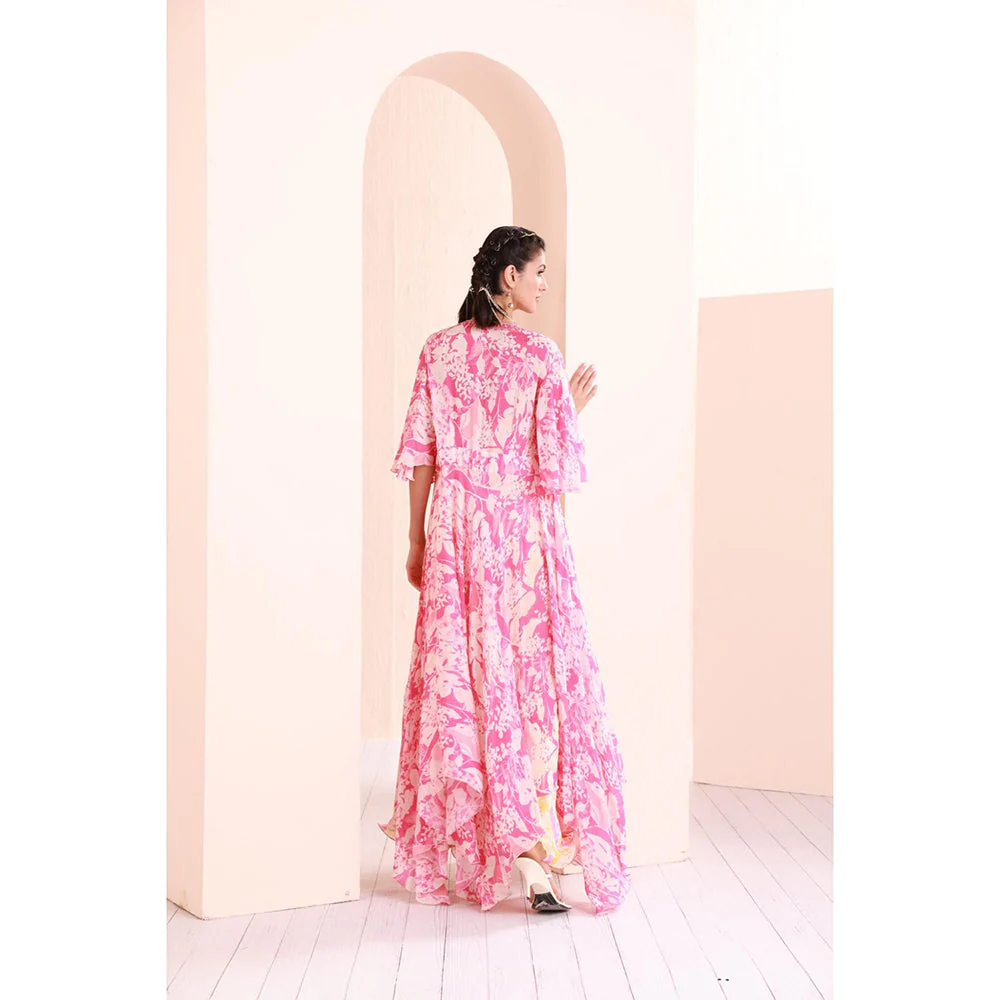 MANDIRA WIRK Printed Blouse with Sharara and Cape (Set of 3) - Image 5