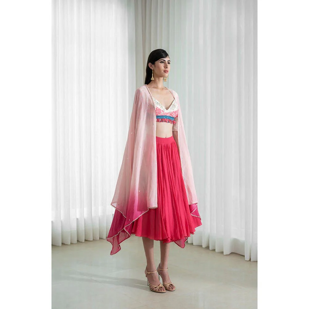 MANDIRA WIRK Printed Patchwork Lehenga Blouse With Dupatta - Image 6
