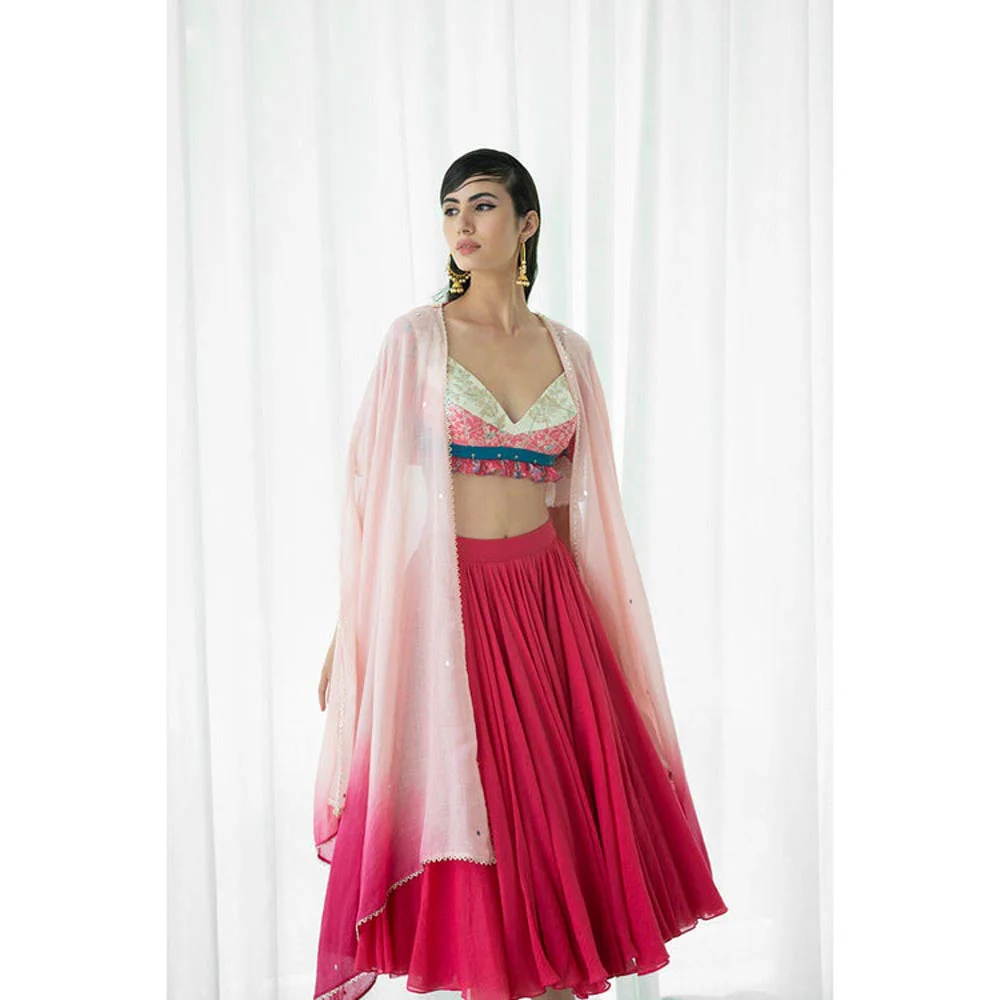 MANDIRA WIRK Printed Patchwork Lehenga Blouse With Dupatta - Image 8