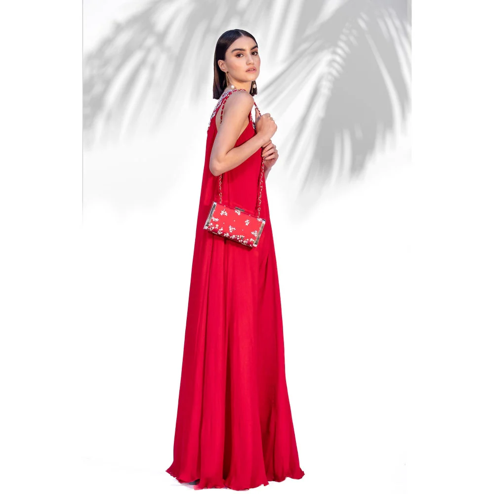 MANDIRA WIRK Ruby Red Flared Jumpsuit - Image 5