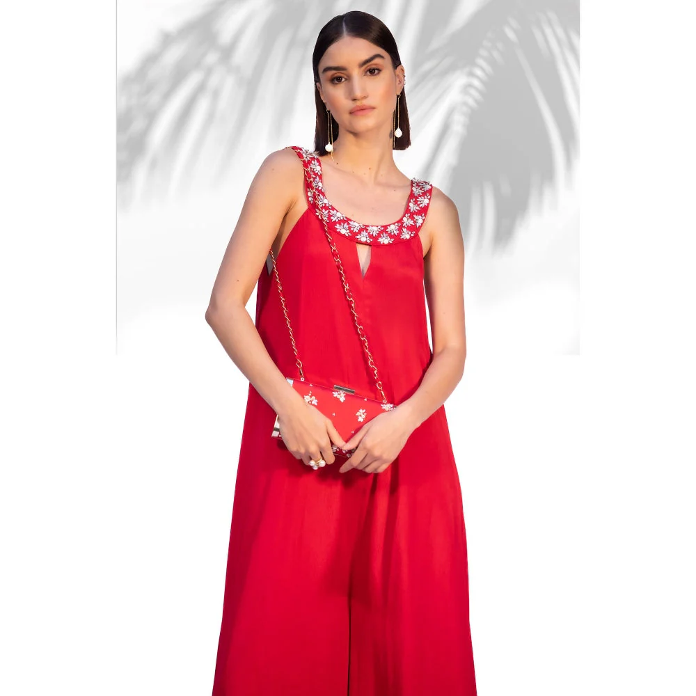 MANDIRA WIRK Ruby Red Flared Jumpsuit - Image 6