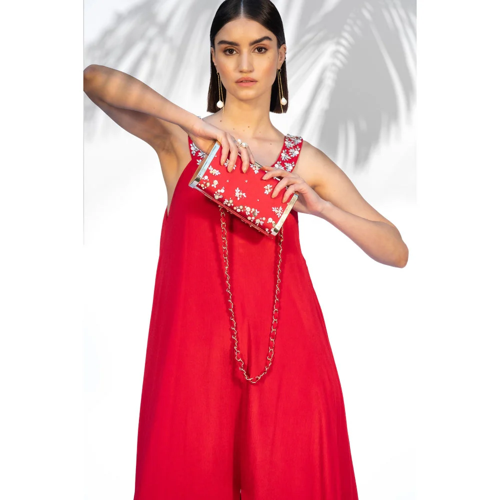 MANDIRA WIRK Ruby Red Flared Jumpsuit - Image 7