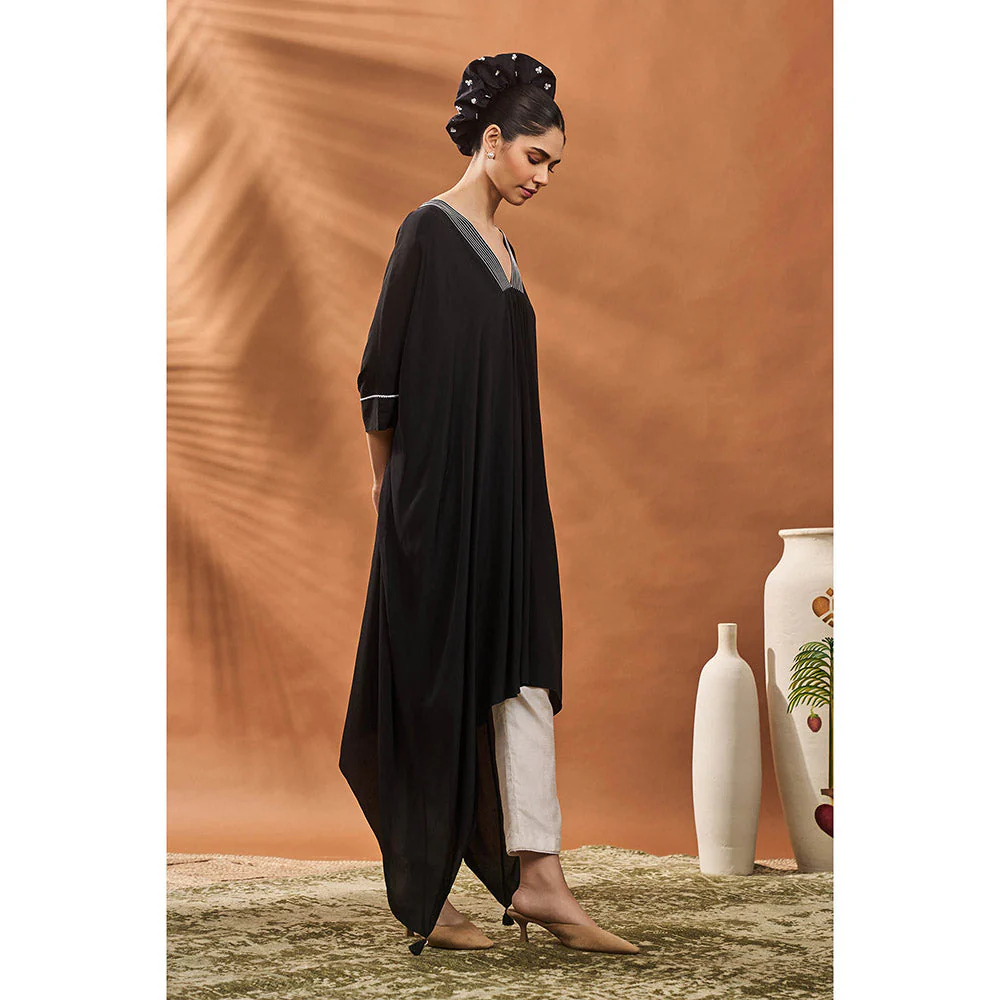 Masaba Black Kaftan with Pant (Set of 2) - Image 3