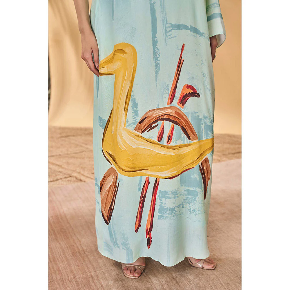 Masaba Blue Feathered Maxi Dress - Image 6