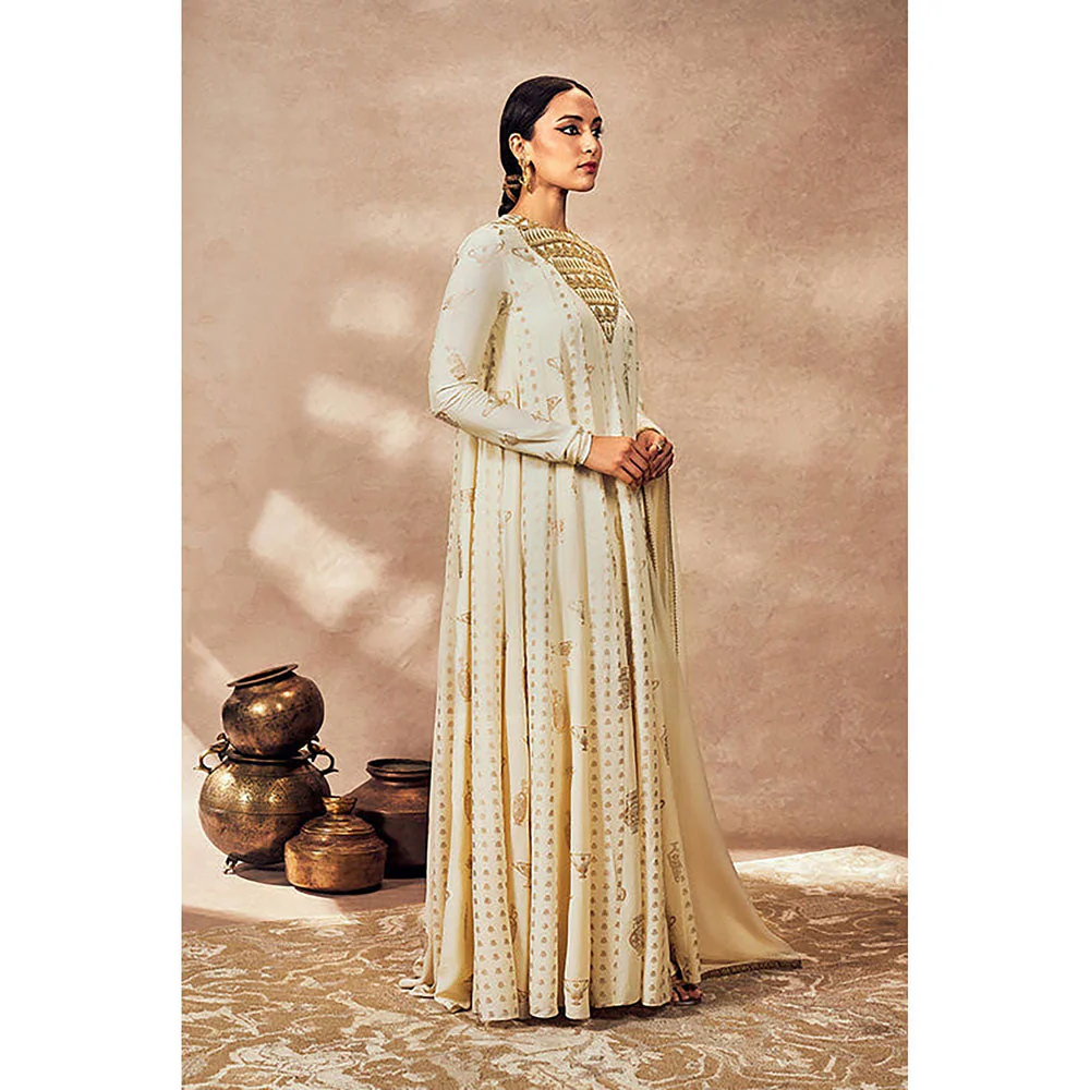 Masaba Ivory Potters Touch Anarkali With Dupatta - Image 4
