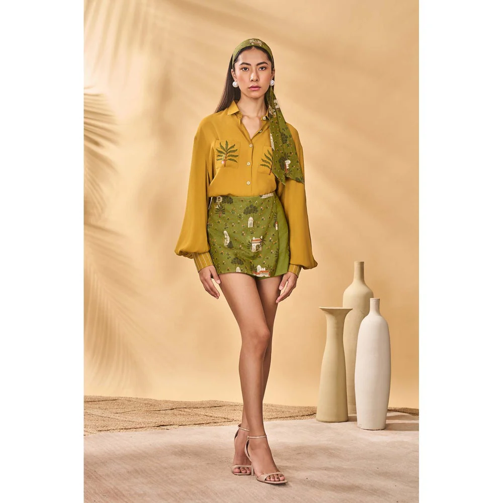 Masaba Olive Miniature Dreams Skorts