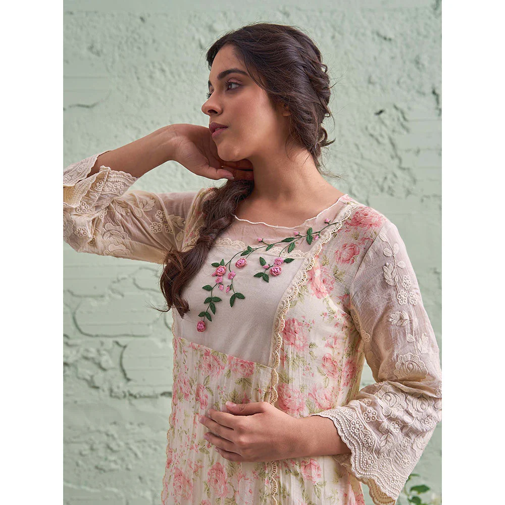 NAAZ BY NOOR Jamun Ki Tokri Malai Si Kurta Set - (Set of 3) - Image 3