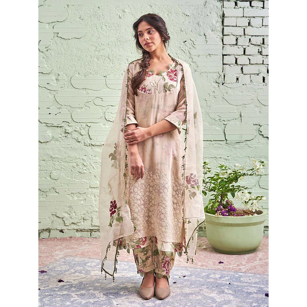 NAAZ BY NOOR Jamun Ki Tokri Sunheri Kurta Set - (Set of 3) - Image 4