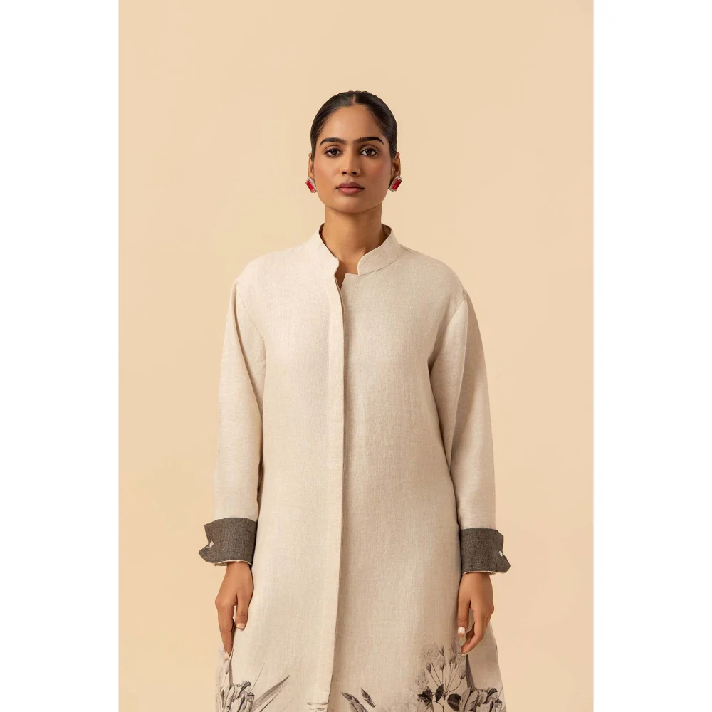Naseebo Ink Monochrome Linen Premium Kurta and Pant - Image 2