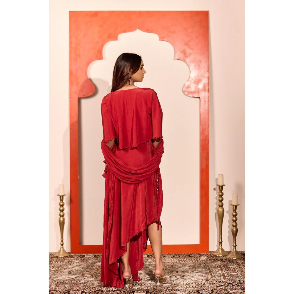 NAVA AURA Red Celeste Drape Skirt with Top - Image 4