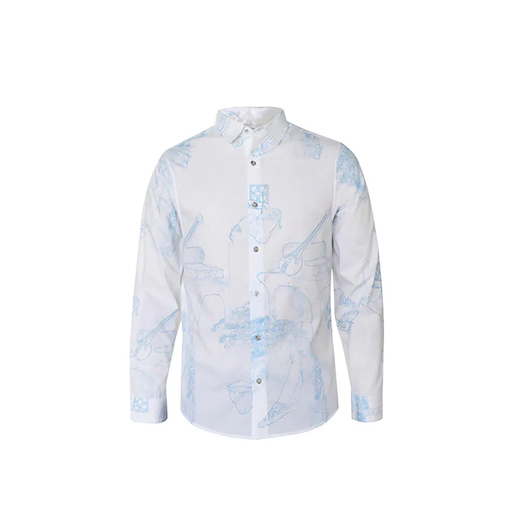 No Grey Area White Surrealist Outline Shirt - Image 4